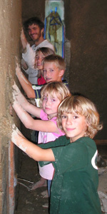 Children at a building activity